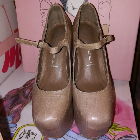 Jeffrey Campbell 5 5.5 Nightwalk Beige Croc Heelless Mary-Jane - Picture 5 of 7